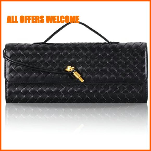 Woven PU Leather Evening Clutch Purse 11.8\
